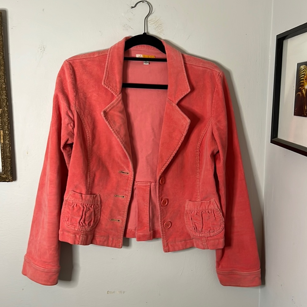 Tulle Coral Pink Corduroy Jacket Large